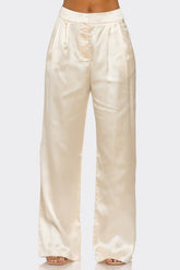 “SARAH” SATIN HIGH WAIST WIDE LEG PANTS